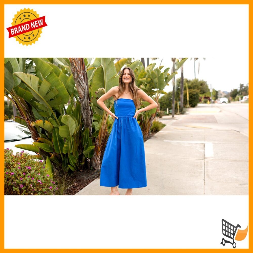 Strapless Maxi Dress A-Line Flowy Formal Wedding Party Cocktail Summer - Picture 7 of 7